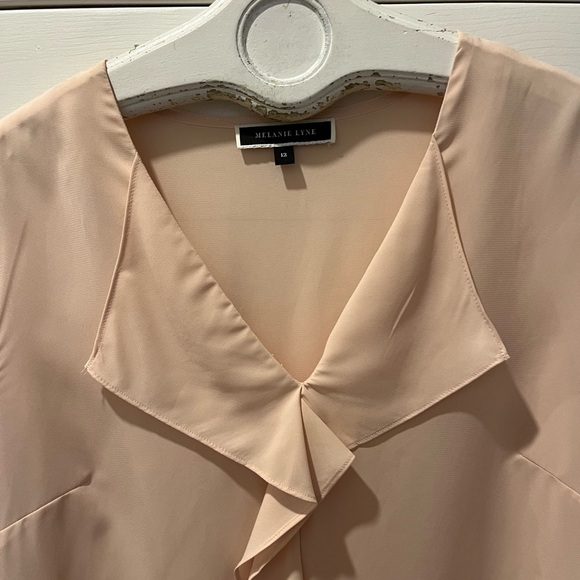 🩷MELANIE LYNE Pale Salmon Ruffle Blouse – Size 12 - Picture 3 of 9